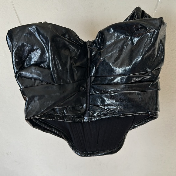 House of CB Marla Black Faux Patent Leather Boned Corset Top 🤍 - Picture 12 of 15